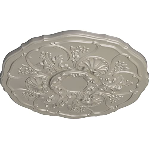 Image of Ekena Millwork CM22CNPWS 22 OD x 1 1 /2 P Cornelia Ceiling Medallion (fits Canopies up to 4 inch), Pearl White