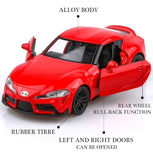 Modelo de carro Toyota Supra a escala 1:36 rojo miniatura 3
