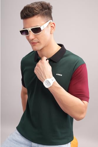 Image of ADRO Men's 100% Cotton Regular Fit Polo T-Shirt