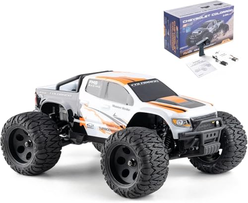 EAZYRC FMS FMT24 1/24 Chevrolet Colorado Brushed RC Truck RTR, 2.4Ghz Basher RC Cars, 4X4 Off-Road Hobby Grade Waterproof 2-Speed Transmission RC Crawler with 370 Motor RC Car for Gift(White)