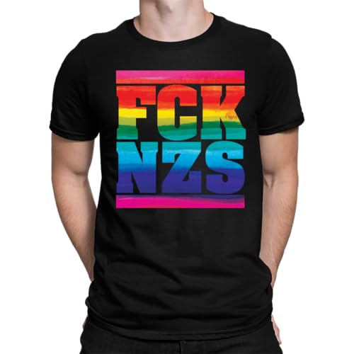 FCK NZS - Regenbogen LGBTQ Pride Love Gay Queer CSD Herren T-Shirt, Schwarz, XXL