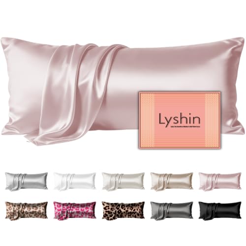 Image of LYSHIN Silk Body Pillow Case with Zipper, Body Pillow Pillowcase, Pink