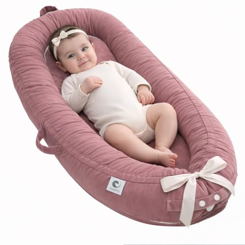 Jinrobabes Baby Nest Pod for Newborn 100% Cotton Baby Sleep Pod Soft Breathable Baby Lounger for Napping Travel & Rest Newborn Essentials for 0-12 Months