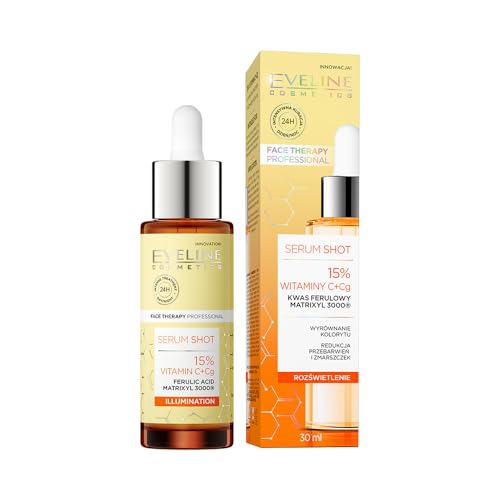 Eveline Cosmetics Face Therapy Professional Serum für Strahlkraft mit 15% Vitamin C & Cg für Gesicht, Hals & Dekolleté - Aufhellende Behandlung