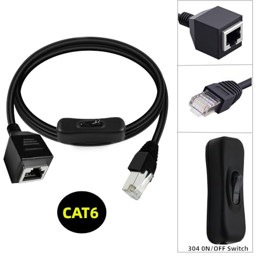 NFHK Cable RJ45 CAT6 8P8C STP UTP Male to Female Extension Cable with 304 Singal Switch On/Off LAN Ethernet Network Patch Cord (60cm) - Image 2