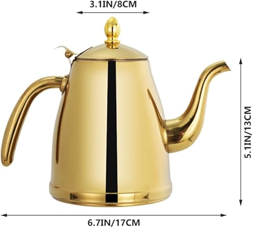 Miniatura 6 de Luxshiny Tetera de acero inoxidable Tetera de cuello de cisne Tetera con tapa de gas Tetera hervida Botella dispensadora de aceite de oliva Botella