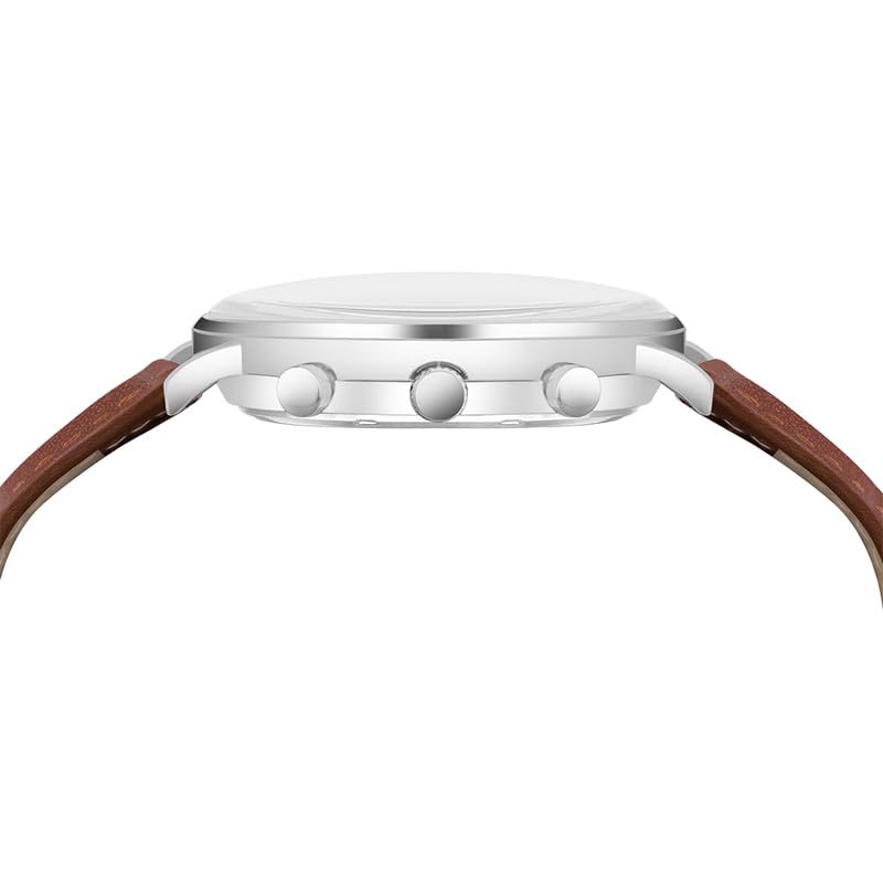 Image of Sylvi Gazedoom SilverBrew Men's Analog Watch - Leather Strap, Glossy White Dial, 3 ATM Water Resistant