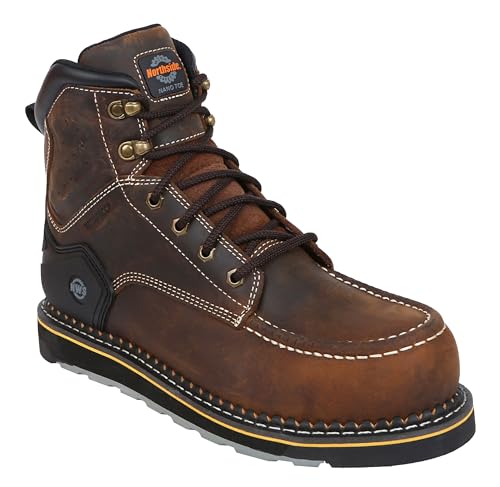 Northside NWS Roanoke - Botas de trabajo de seguridad antideslizantes para hombre, 15,24 cm, con puntera nana, impermeables, Goodyear Welt, Marrón oscuro, 48 EU