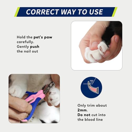 Image of WePet Pet Nail Clippers U07.1, Professional Claw Trimmer, Bended Scissor Special for Cats, Kittens, Dogs, Puppies, Small Animals, Pink /Navy Blue