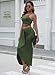 HUUSA Women's Summer Club Slit Maxi Skirt Set Fashion Dresses Sleeveless Crewneck High Waist 2 Piece Long Dress Set With Slit Olive M