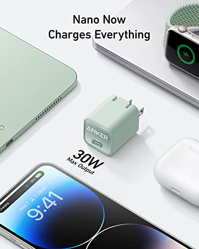 Anker Usb-C To Lightning Cable, 541 Bio-Nylon Cable (3Ft/6Ft), Mfi Certified, Bio-Based Fast Charging Cable & Anker Usb C Gan Charger 30W, 511 Charger (Nano 3), Foldable Pps Fast Charger (Green) #TOP5
