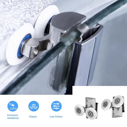 Vasemele Duschtürrollen 23mm 2 Stück Duschkabine Rollen Duschtür Rollen Duschkabine Schiebetür Rollen Duschtüre Glastürrolle Doppel-Rollen für Duschkabinentür Duschkabinenrollen Oben/Unten