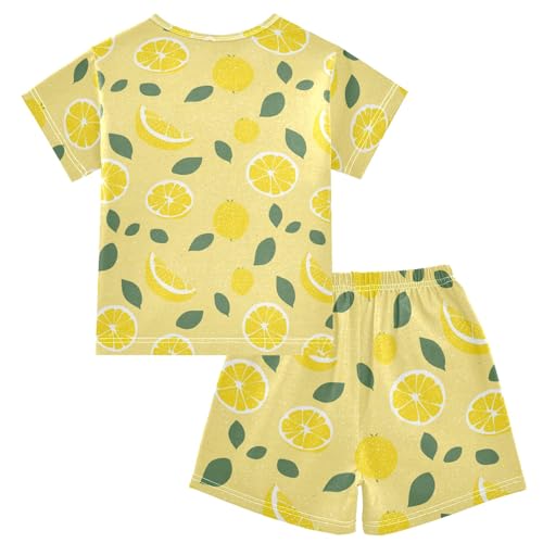 Creative Lemon Pattern Summer Cute Pajama Sets, Short Sets for Daily Wears and Sleep Wears2