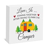Camping Gifts for Women Wood Box Sign Gifts for Camping Lovers Desk Decor Traveler Gift for Men Women Campers Accessories for Travel Trailers RV Gift Wooden Plaque Box Sign Desk Decor