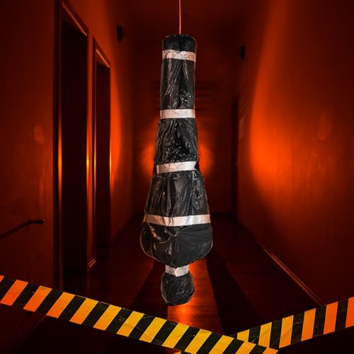 5FT Inflatable Dead Body Prop Halloween Outdoor Yard Decoration with Fake Body Parts Scary Hanging Corpse for Haunted House Lawn Party Horror Scene Decor