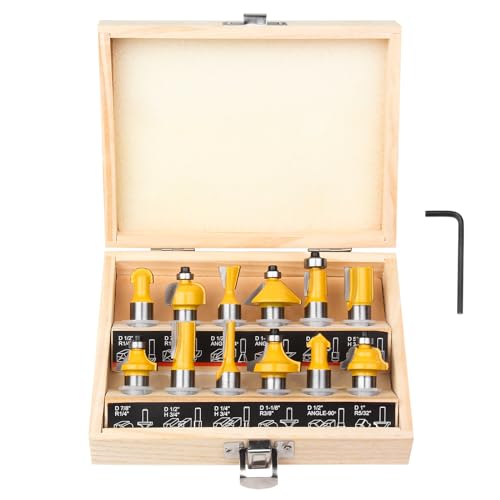 Router Bits Set 1/2 Inch Shank - BAIDETS 12 Pieces 1/2 Tungsten Carbide Router Bits Woodwork Tools