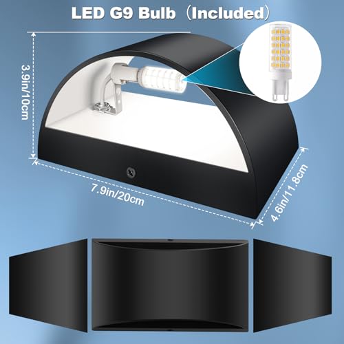 Aiilsmp 4 Pack Black Modern LED Wall Sconce Hardwired Indoor Wall Lights Up and Down Wall Mount Light for Living Room Bedroom Corridor Hallway Conservatory Cool White 6000K(with G9 Bulbs) by Aiilsmp - Image 2