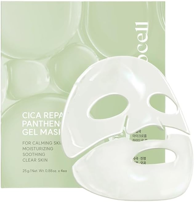 Máscara facial de hidrogel Cica PDRN AROCELL com pantenol e Centella Asiatica, sem fragrância, Pacote com 4 unidades