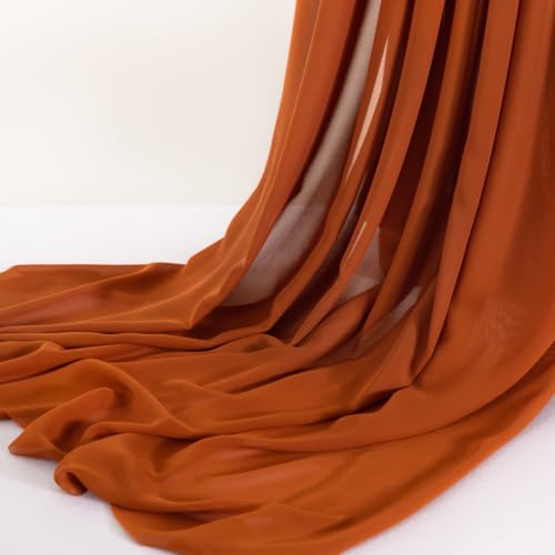 Image of Terracotta Chiffon Fabric by The Yard Continuous Sheer Arch Fabric 3 Yards | Pre-Cut Chiffon Draping Panels Airy Wedding Arch Draping Fabric 60 inch Wide for Events Backdrop Ceiling Decor DIY Craft Use