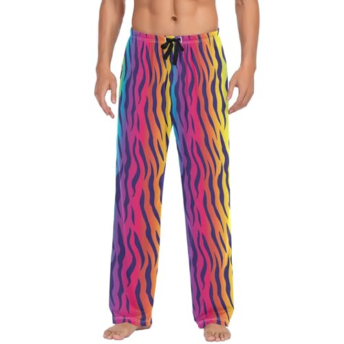 Pantalon de pyjama homme rayures arc-en-ciel en coton doux