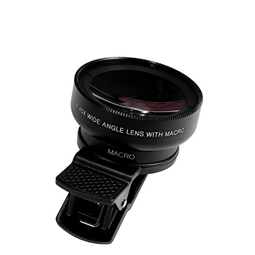 2 in 1 Phone Camera Lens Wide Angle Macro Lens Outer Mobile Phone Lens for Smartphone (Black)