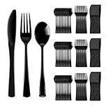 ALEXPRE 300 Pack Reusable Plastic Cutlery Set, Reusable Cutlery, Heavy Duty Tableware,Reusable Forks and Spoons Knives Set for Party Birthday Prom Night, Weddings,Camping