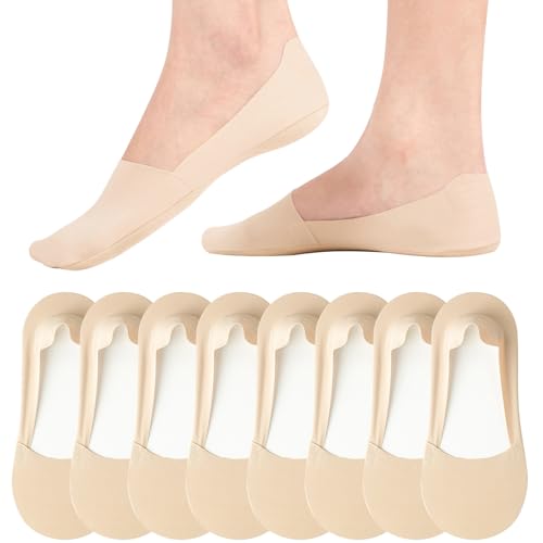 Caldodo Sneaker Socken Damen 39-42 35-38 Füsslinge, Unsichtbare Füßlinge Rutschfest Sommer Sneakersocken No Show Ballerina Socken, Beige