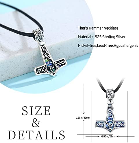 CHENGHONG Leather Necklace for Men 925 Sterling Silver Amulet Chain Viking Jewellery for Men Boyfriend Brother Birthday Christmas