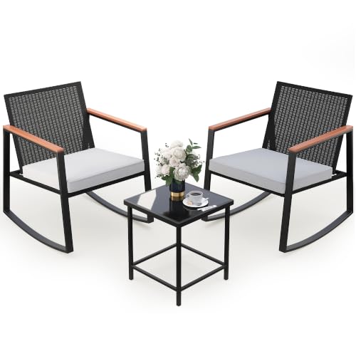 Gizoon 3 Pieces Rocking Patio Bistro Set