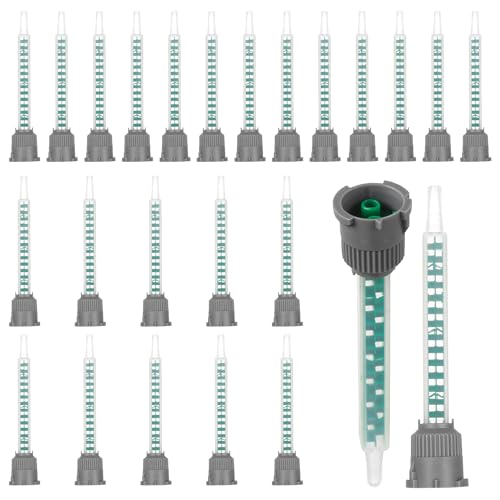 25 Pcs Buses pour Colle Epoxy Bi-composant, Embouts de Mélange époxy, embouts mélangeurs statiques carrés, buses pour pistolet à peinture époxy résine pour cartouches de colle AB (1:1)