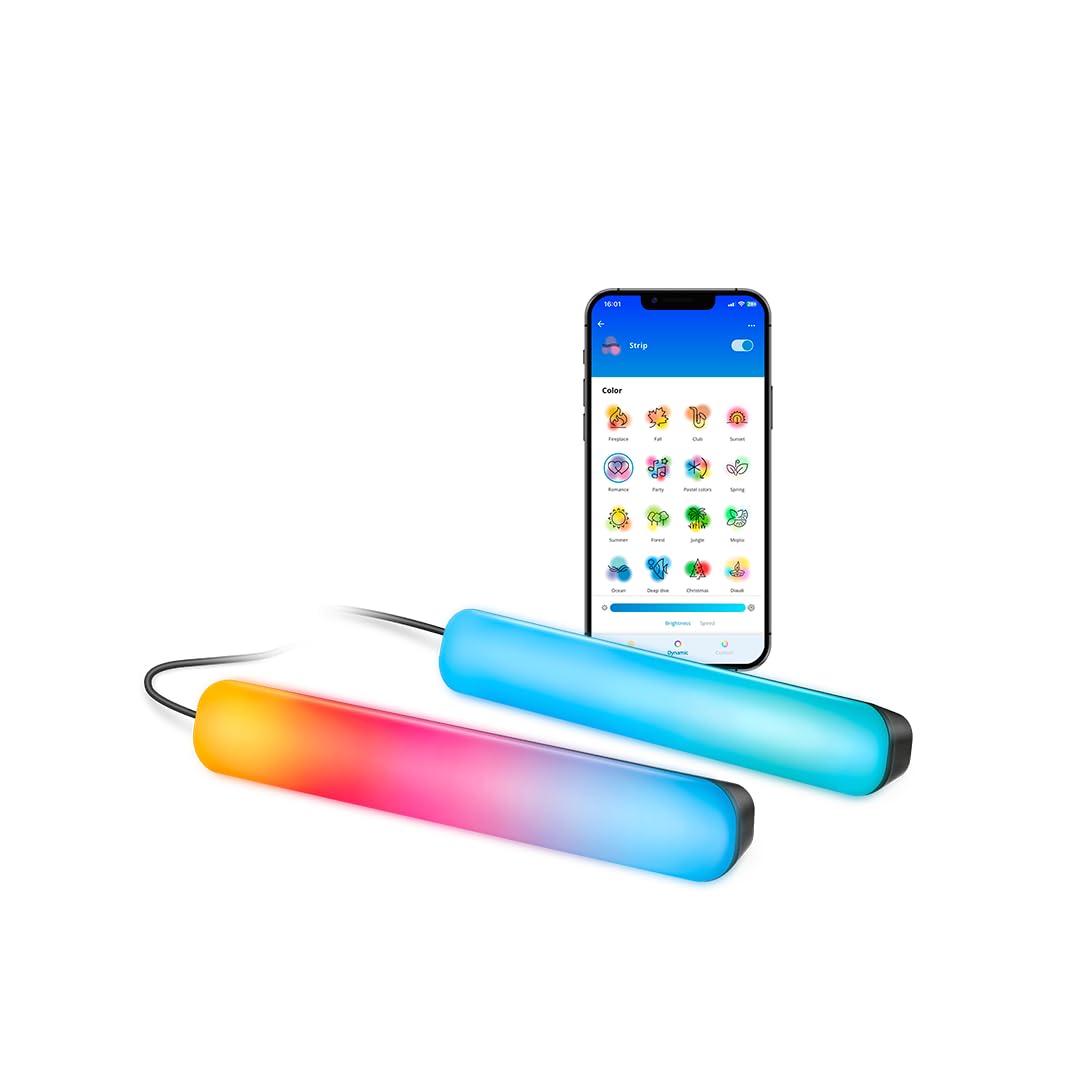 WiZ Gradient Light Bars - RGBIC zeigt mehrere Farben auf einmal an - Einfache Einrichtung, verbindet sich mit Wi-Fi-Steuerung mit App/Sprache, funktioniert mit Google Home, Alexa und HomeKit, 2er Pack