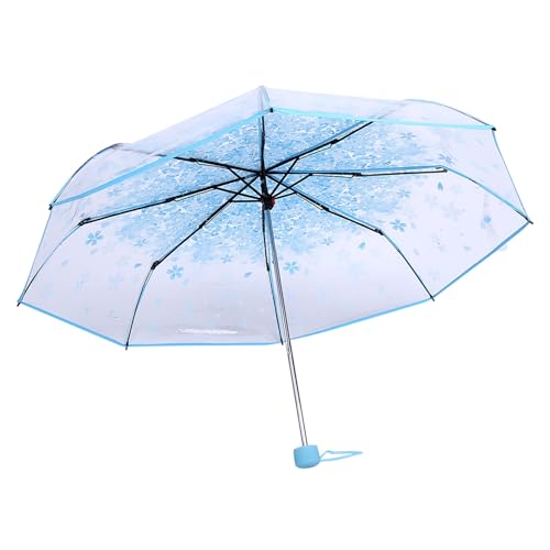 Parapluie transparent coupe-vent pliable et résistant couleur bleu