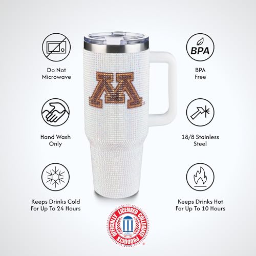 Image of The Memory Company Officially Licensed 40oz White Bling Game Day Tumbler, University of Minnesota