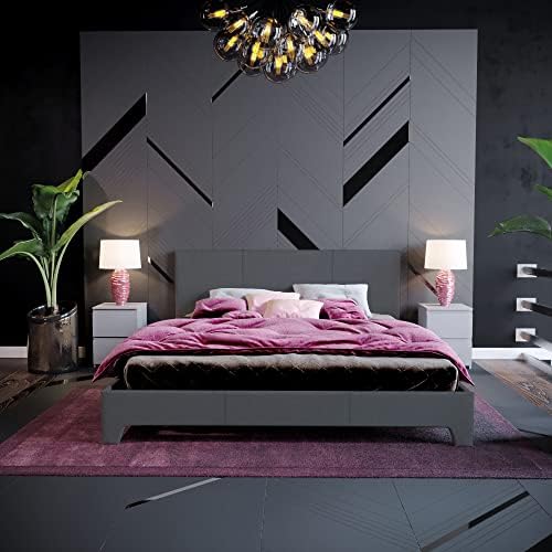 Vida Designs Victoria Bed, Bed Frame Upholstered Fabric Headboard Bedroom Furniture (King Size (5 Foot), Dark Grey Linen)