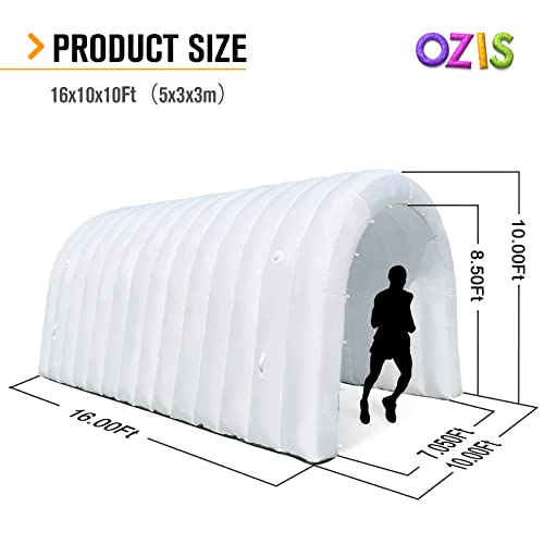 Image of OZIS Inflatable Tunnel Sports Tunnel Entrance with Installed Blower Inflatable Tunnel Tent for Business Advertising Event Exhibition Promotion,Street,Shop,Supermarket,School(White, 16x10x10ft)