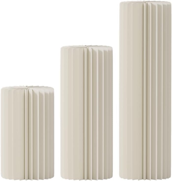 3 Pack Cylinder Stands for Party, Round Cake Pedestal Stands Foldable Buffet Food Risers White Cardboard Cylinder Stands with Acrylic Plates Centerpiece Cake Pedestal Stand for Birthday Wedding Table (3PCS-H468)