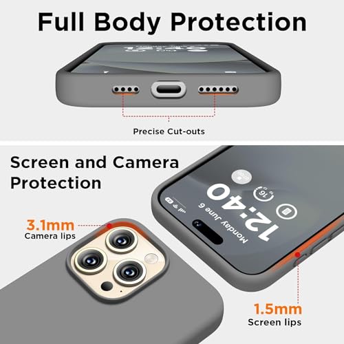 Image of Back Cover for iPhone 13 Pro Case,[Military Shockproof Protection] Liquid Silicone Case with [Soft Anti-Scratch Microfiber Lining for iPhone 13 Pro (Dark Grey)