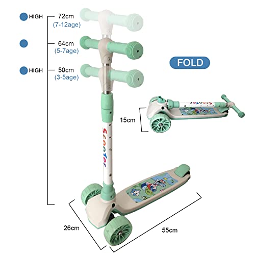 Scooters For Kids 3 Wheels Folding Kick Scooter 3 Adjustable Height Scooter Light Up Wheels Scooter For Children Aged 3+,Foldable Design Lightweight Kick Scooter With Adjustable Handles For Boys Girls #TOP5