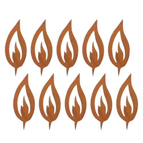 Joxessaien 10 Stück Flammen Rostoptik, Metallflammen Gartendeko,...