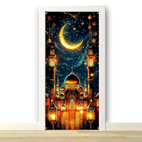 Faixa de porta Ramadan Eid Mubarak, decoração Eid de poliéster de...