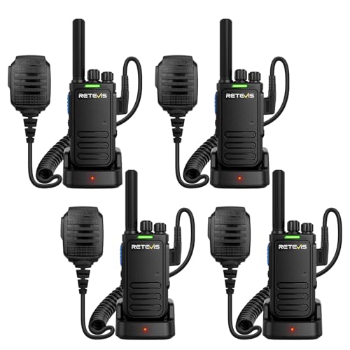 Retevis B64 Walkie-Talkies für Erwachsene mit Großer Reichweite, Walkie-Talkie mit KI-Rauschunterdrückung, Handmikrofon, Sechs-Sprachen-Umschaltung, VOX-Rauschunterdrückung für Industrie und Baustelle