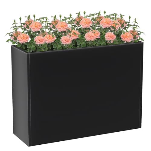 Baotree Metal Large Planter Box 30" L x 12" W x 24" H, Heavy Duty Tall Rectangle Outdoor Planter Box with Removable Insert Shelves for Porch, Garden, Patio, Yard (Black) by Baotree - Used condition - US$80.71