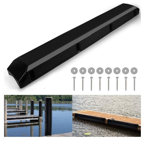 VEITHI Boat Dock Bumper with Screws,Black 48 inch Dock Bumper Guard for Dock,PVC Dock Bumpers Marine for Boat Dock Vertical Pole Post,Dock Bumper Fender for Horizontal Deck or Pier Fenders(1 Pack)