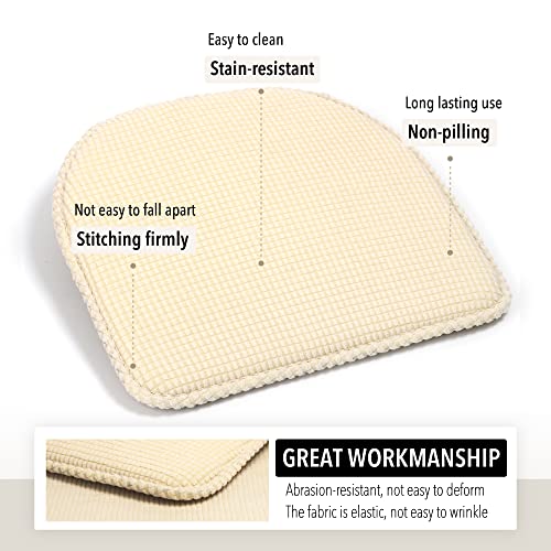 Tromlycs Chair Cushions For Dining Chairs 4 Pack Kitchen Room Pads Seat Cushions Indoor Non Slip U Shaped 17 X 16 Inch White Beige #TOP2