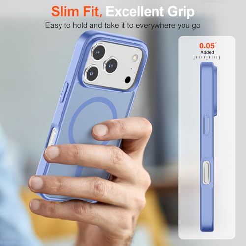 Image of SUPFINE Magnetic for iPhone 17 Pro Case (Compatible with MagSafe)(Military Grade Drop Protection) Translucent Matte Shockproof with Anti-Fingerprint Phone Cover 2025,Blue Purple
