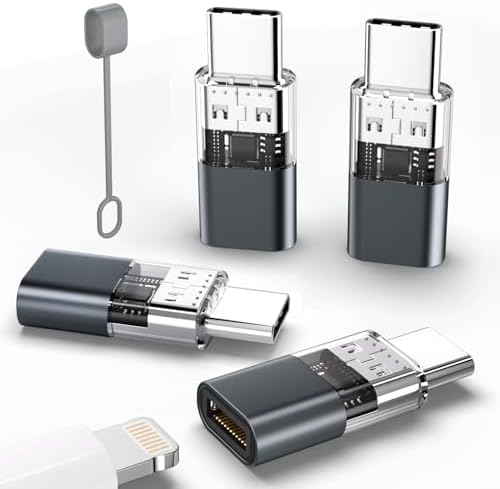 Thousover 4 Pack Lightning to USB C Adapter for iPhone 15/16 Pro/16 Pro Max/Plus,Samsung S24,iPad Air,Nintendo Switch,Fast Charging&Data Transfer Lightning Crystal