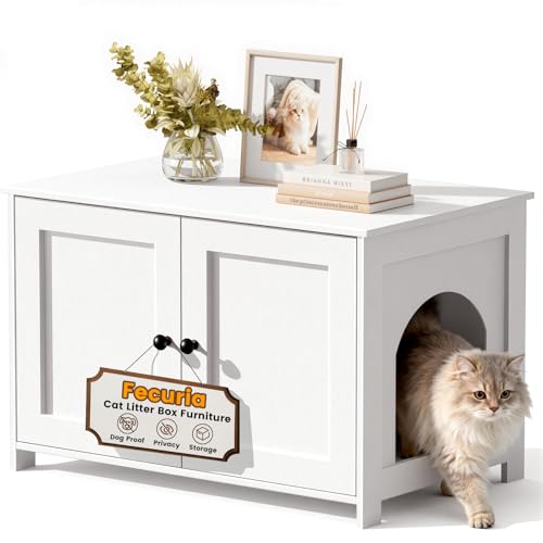 Wooden Cat Litter Box Enclosure with Storage