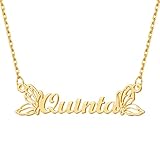 Jecivila Custom Name Necklace with Butterfly, Personalized 18K Gold Plated Butterfly Choker Necklace