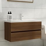 Color: roble marrón AJJHUUKI Mueble para fregadero de madera de roble marrón, 90 x 38,5 x 45 cm, madera de ingeniería
