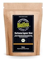 Kurkuma-Ingwer Shot Bio 200g - Kurkuma-, Ingwer-, Zimt-Pulver & Schwarzer Pfeffer (gemahlen) - Abgefüllt und kontrolliert in Deutschland - Biotiva